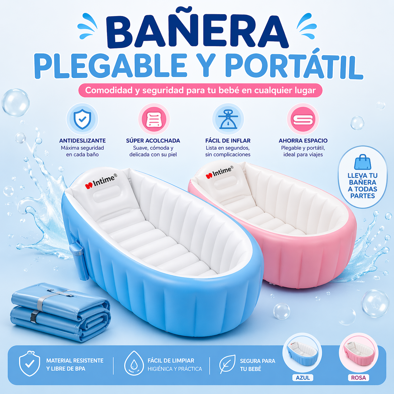 Bañera Bebé Plegable Portátil💧✨💧